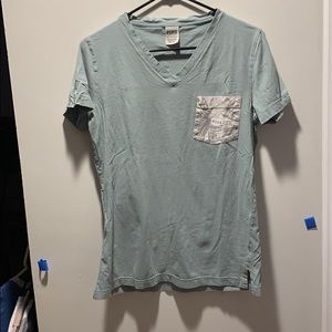 green v neck t shirt